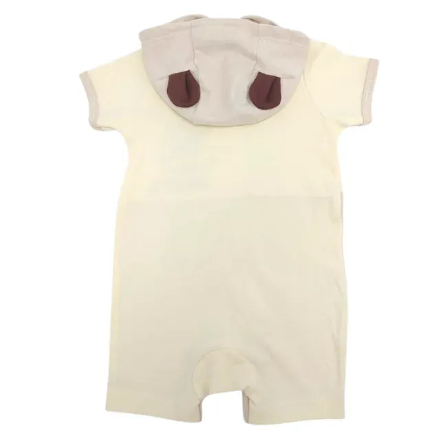 Trendy Valley Organic Cotton Baby Short Sleeve Romper With Hoodie Hat - Bear