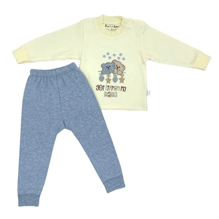 Trendy Valley Organic Cotton Baby & Kids Pyjamas SleepWear Pajamas Long Sleeve & Long Pants - Let it Snow Bear