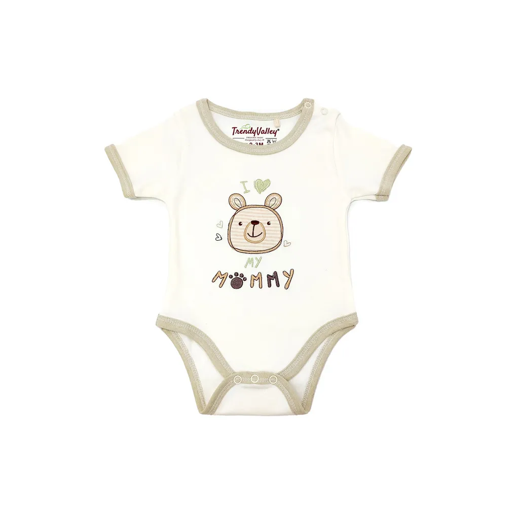 Trendy Valley Organic Cotton Short Sleeve Romper - I Love Mommy