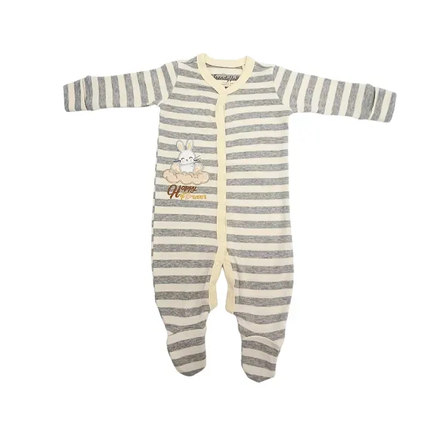 Trendy Valley Organic Cotton Long Sleeve Romper with hands and feet covered - Bunny