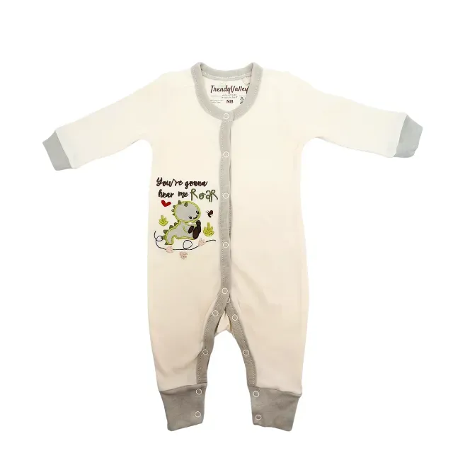 Trendy Valley Organic Cotton Long Sleeve Long Pant Romper - Dino