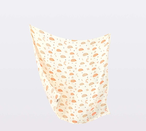 [4718000448727] Roaze Muslin Swaddle - Autumn Orange Hedgehog