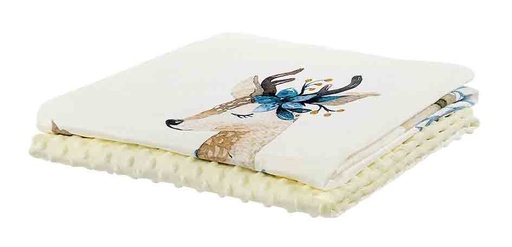 [4718000448802] Roaze Soothing Minky Blanket - Elegant Flower Deer