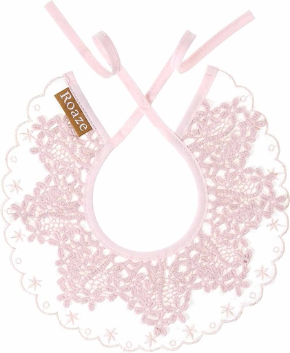 [4718000449113] Roaze Fabric Baby Bibs - Embroidery (pink)