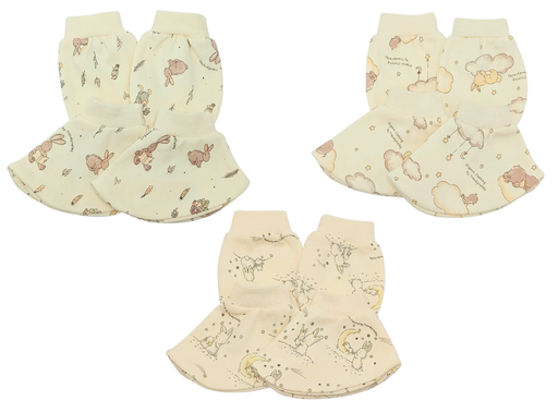 Trendy Valley Organic Cotton Baby Mitten & Booties 3pcs (Printed Design)