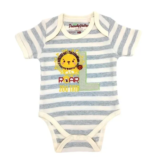 Trendy Valley Organic Cotton Short Sleeve Romper - Lion Roar