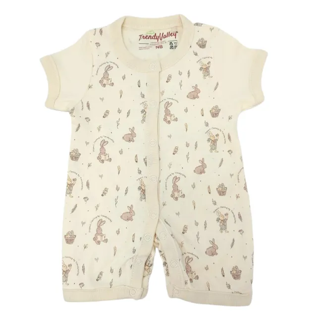 Trendy Valley Organic Cotton Short Sleeve Pants Romper - Hare