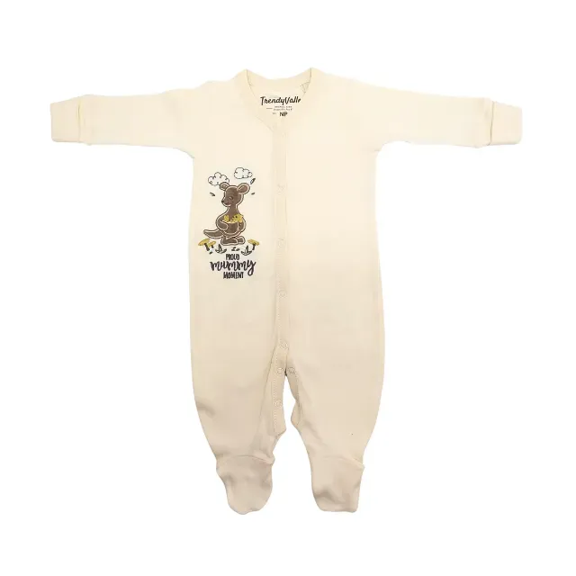 Trendy Valley Organic Cotton Long Sleeve Romper with hands and feet covered - Kangaroo